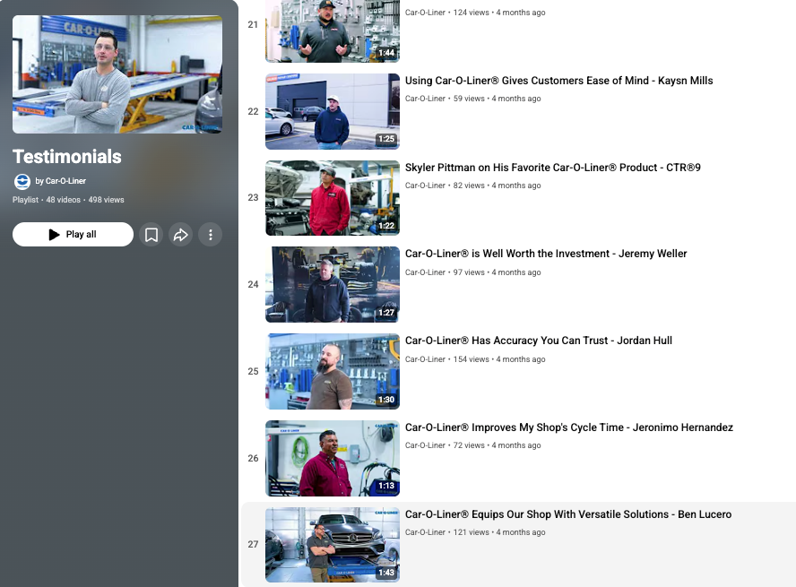 Screenshot of a YouTube video playlist