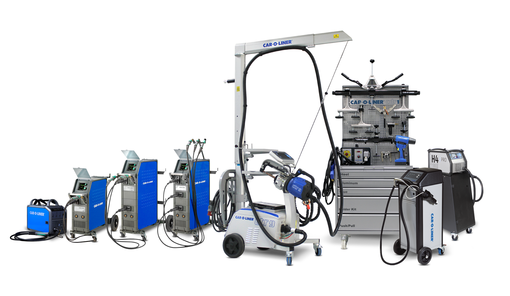 Lineup of Car-O-Liner welding machines